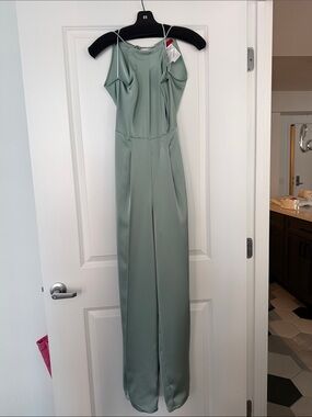 Max & Co. Sleeveless Sage Green Wide-Leg Jumpsuit